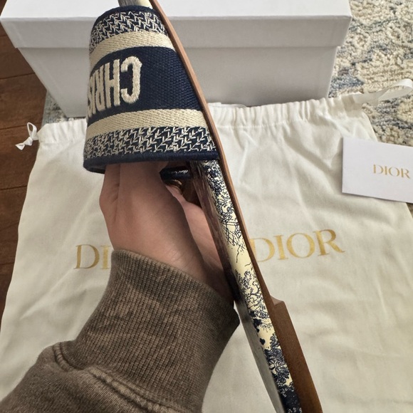 Dior Dway Toile de Jouy Slides Sandals | Size 38 | New With Tags + Box - Picture 6 of 9